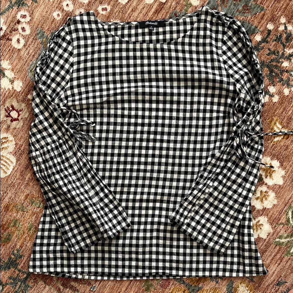 Madewell Black and White Gingham Blouse